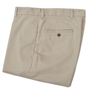 Brooks Brothers 346 Men's Khaki‎ Pants Size W33 X L28 Flat Front, Cotton READ